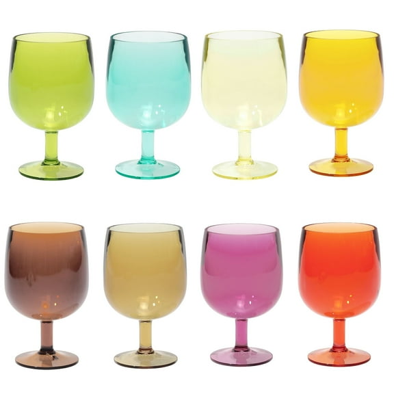 WowProLiv 8 Piece Set of 8 Plastic Stackable Drinking Cups Tumblers MS Wine Glasses 8.5 oz  8.5 Ounce