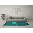 thumbnail image 3 of Ahgly Company Machine Washable Indoor Square Abstract Turquoise Blue Modern Area Rugs, 7' Square, 3 of 4