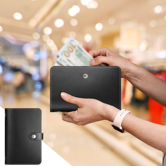 100 Envelope Savings Challenge Binder, Money Saving Binder with Cash Envelopes, A6 Size Storage Book Cash Saving Book, Black