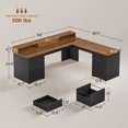 thumbnail image 1 of Farmhouse 63" L Shaped Computer Desk with 4 Drawers and Storage Cabinet, Corner Office Desk with Monitor Stand, 1 of 6