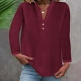 thumbnail image 2 of ZyeKqe Cotton Linen Tops for Women Dressy Casual Long Sleeve Shirts Button up V Neck Loose Fitted Tees Blouses, 2 of 6