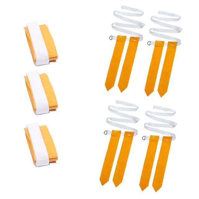 OULII 4 Pcs Ceinture de Football Type Drapeaux Réglables Jaune PVC pour Jeux Sportifs Activités pour Équipement de Fan