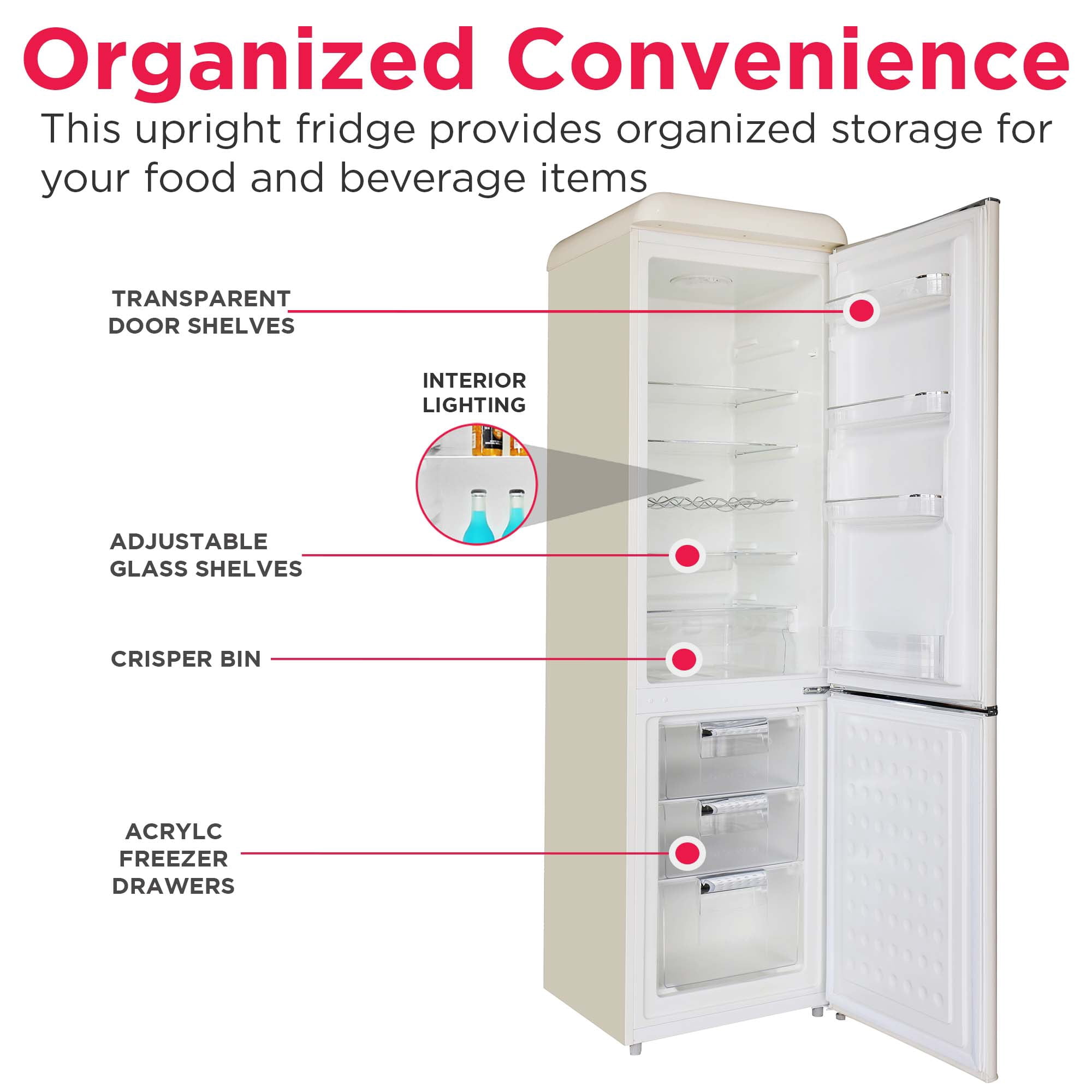 Frigidaire 9.0 Cu. ft. Bottom Mount Retro Refrigerator, Apartment Size Compact Fridge in Cream