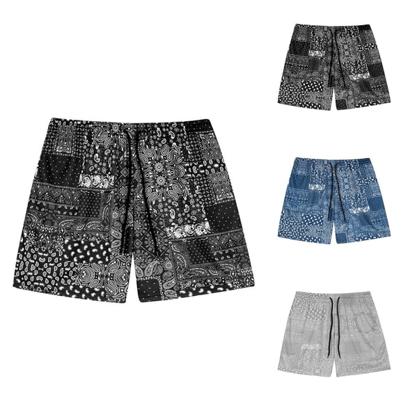 XINPING Swim Shirts for Men Loose Fit Tropical Print Quick-Dry Beach Swimming Shorts with Pockets Upf 50 Sun Protection Beach Wear