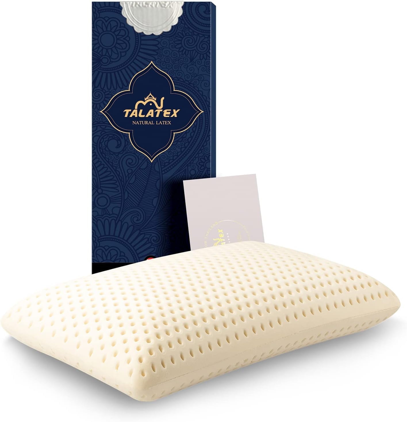 Talatex 100% Natural Talalay Latex Pillow, Breathable Pressure Relief Pillow with Tencel Cover, No Memory Foam Chemicals