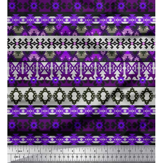 Soimoi Moss Georgette Fabric Aztec Southwestern Printed Fabric 1 Yard 42 Inch Wide