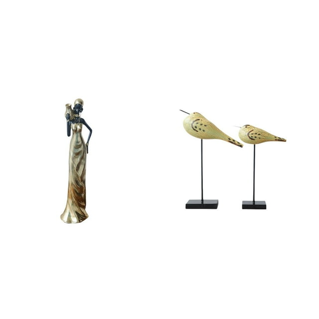 Figura de mujer africana, estatua de dama tribal africana, adorno de resina hecho a mano, estatua de pájaro, artesanía única, ideal para decoración de