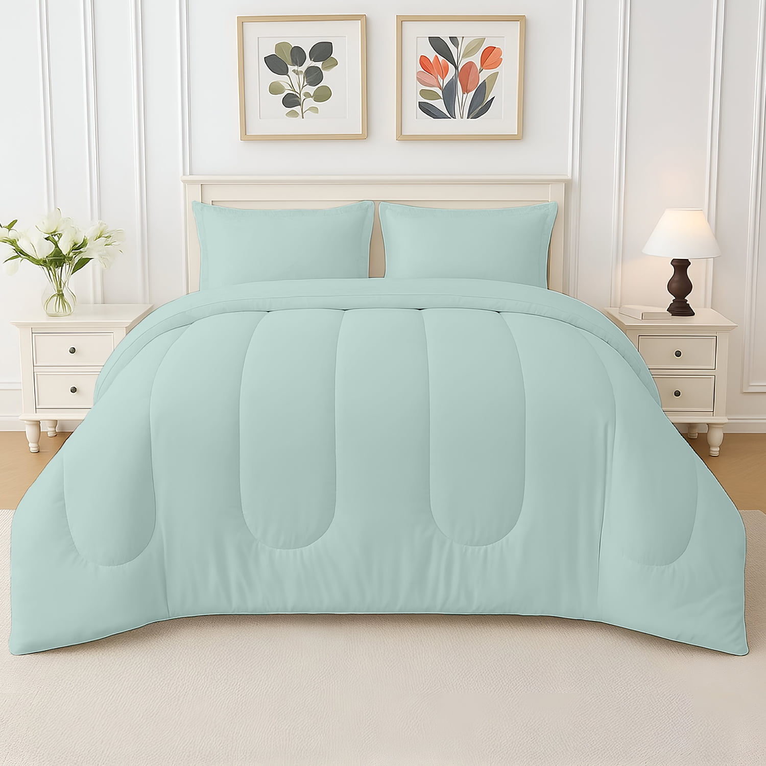 Beddora 3-Piece Ultra-Soft Comforter Set, All-Season, Wrinkle-Free, Lightweight Microfiber, Hypoallergenic – Queen Harbor Grey