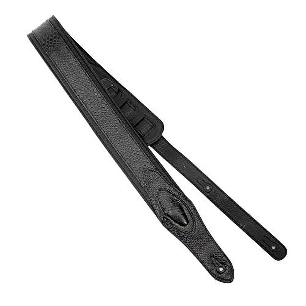Walker & Williams SF-06 Black Snakeskin Pattern Padded Guitar Strap with Snakehead
