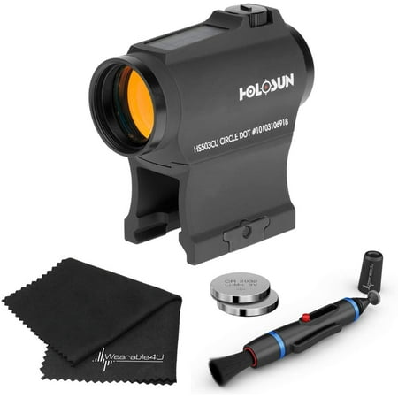 Holosun HS503CU Paralow Circle Red Dot Sight with Wearable4U Lens Cleaning Pen and Cleaning Cloth Bundle