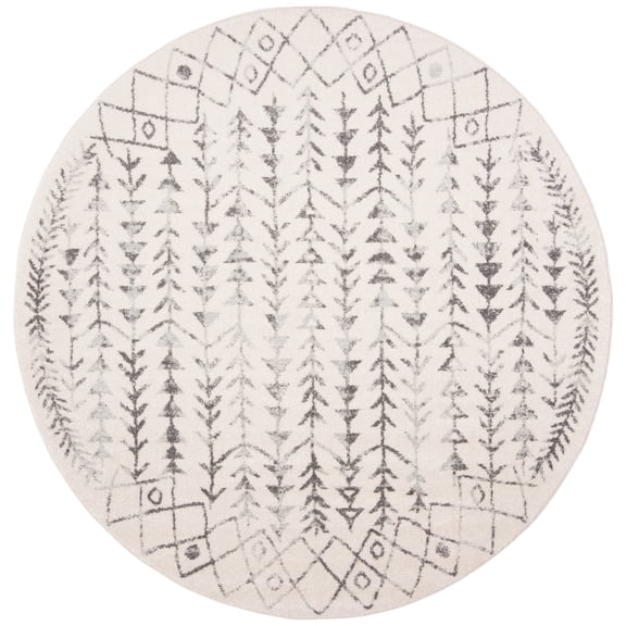 SAFAVIEH Tulum Goddard Oriental Area Rug, Ivory/Grey, 5' x 5' Round