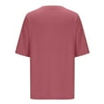 thumbnail image 6 of Oversized Ribbed Tops for Women Round Neck 3/4 Sleeve Trendy Casual Loose Fit Basic T-Shirts Pullovers Solid Blouses Hot Pink,2XL, 6 of 6