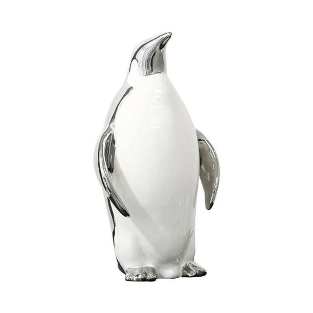 Figura de pingüino, obras de arte decorativas, escultura de Animal, decoración del hogar para estantería, entrada, sala de estar, regalo de decoración Papá Argenta