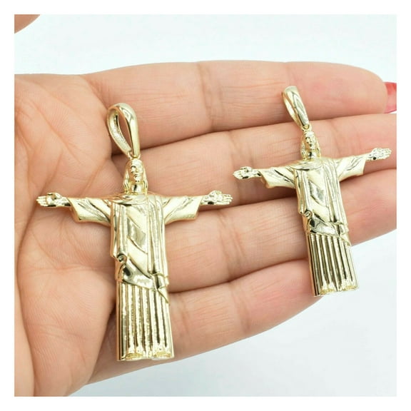 Jesus Christ the Redeemer Unisex Adult Pendant Charm 10K Yellow Gold , 6.42 Gr - GOLDUM NYC