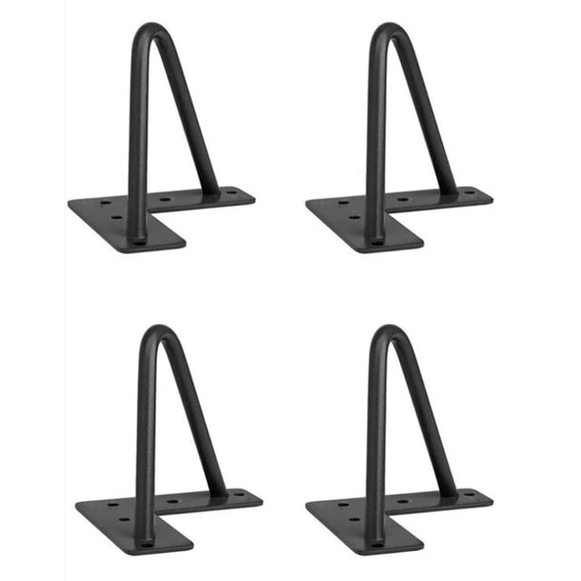 Rawiri 4 piezas patas de mueble negro, mesa y silla DIY con 20 tornillos y 4 protectores de pies -10cm-