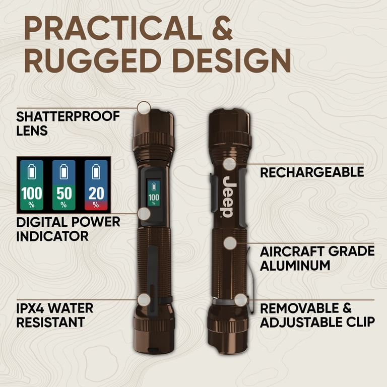Energizer Jeep Power Indicator Rechargeable LED Flashlight 1000L - Brown