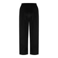 thumbnail image 7 of Women's Elastic Waist Velour Wide Leg Pants Long Palazzo Bell Bottom Casual Velvet Flare Jogger with Pockets Black, 7 of 7