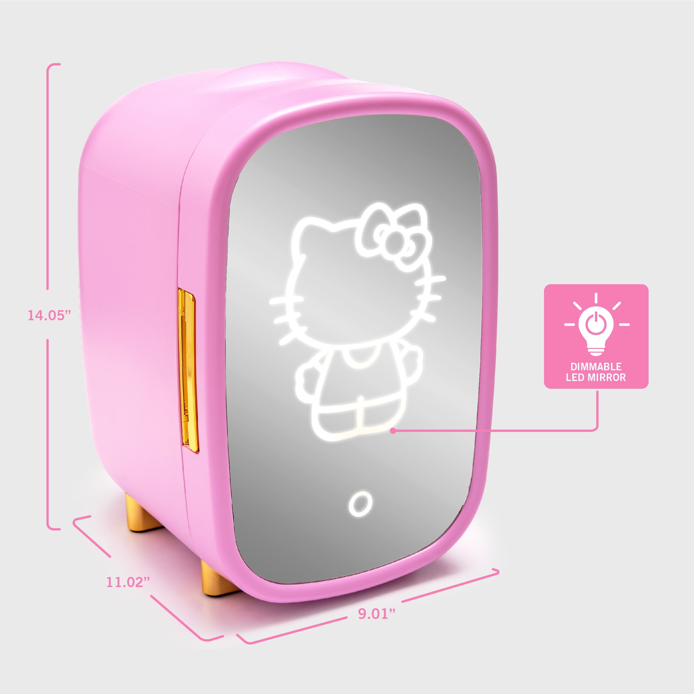 Hello Kitty Pink Beauty Mini Fridge 7L With Light Up Diammable Mirror AC