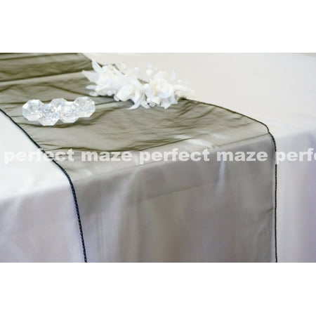 Perfectmaze 12 x 108 Inch Black Organza Table Runner for Wedding, Party, Engagements, Formal Events Table Decoration