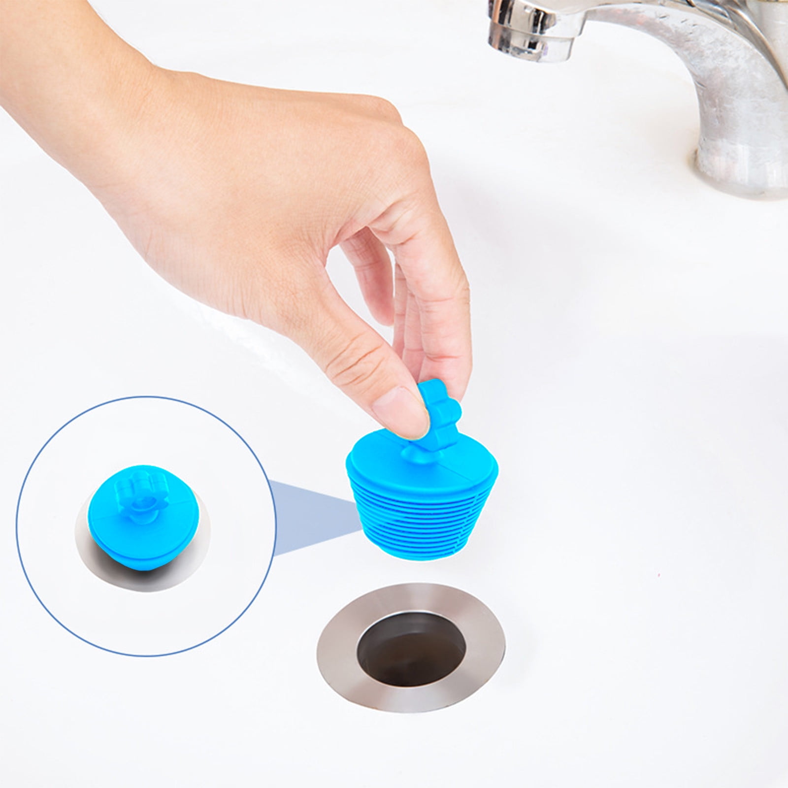 Lot De 2 Bouchons De Vidange Silicone 15 Cm Universels - Blanc Et Gris Pour Évier, Baignoire Et Douche
