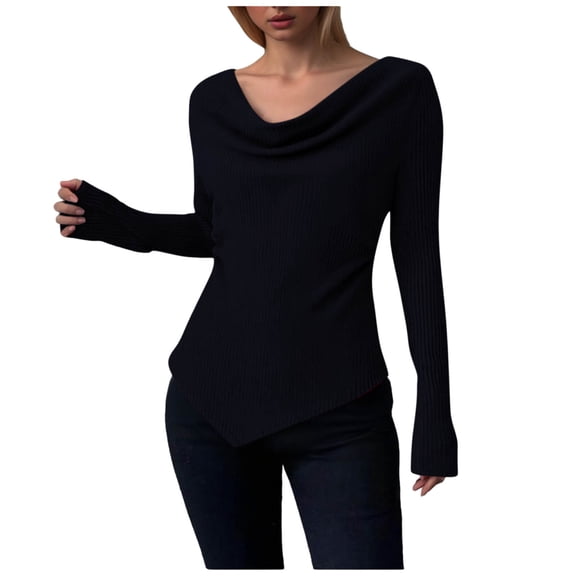 Byworldtasic No Boundarie Women‘s Casual Fashion Solid Color Fall/Winter Long Sleeve Blouses Shirts Top