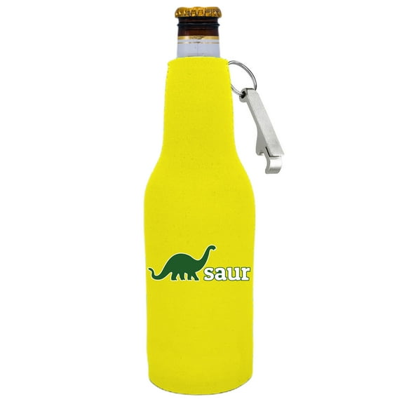 Dino-Saur Beer Bottle Coolie With Opener (Yellow)