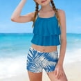 thumbnail image 7 of Scyoekwg Bathing Suits for Girls Fashion Print Vacation Ruffle Strapless Bikini Tops Swimming Trunks Set Beach Bikini Everyday Slim Multicolor, 6-7 Years, 7 of 7
