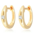 thumbnail image 2 of Gold Plated Oval Cut CZ Dome Huggie Hoop Earrings for Women, 2 of 7