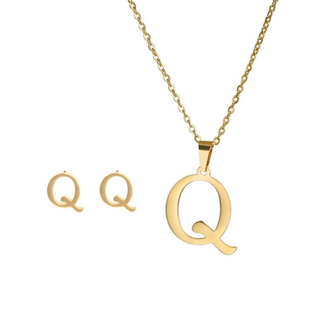 Pendientes para mujer, regalos para mujer, regalo de moda para mujer, 26 letras en inglés, nombre, cadena, collar, colgante, juego de pendientes, pulsera, collar