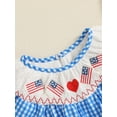 thumbnail image 5 of Okbabeha Newborn Baby Girls 4th of July Outfits Fourth of July Bubble Romper Fly Sleeve USA Flag Embroidery Bodysuits Summer Independence Day Clothes, 5 of 7