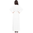 thumbnail image 5 of KOH KOH Long Sleeve Asymmetric Slit Fall Winter Evening Flowy Empire Waist Full Floor Length Cocktail Formal V-Neck Tall Maxi Dress Gown For Women Ivory White Medium US 8-10 NT060, 5 of 6