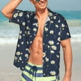 thumbnail image 5 of Picia Daisies Flowers Gentle Cotton Regular Fit Short Sleeve Casual Hawaiian Shirt for Men-Large, 5 of 9