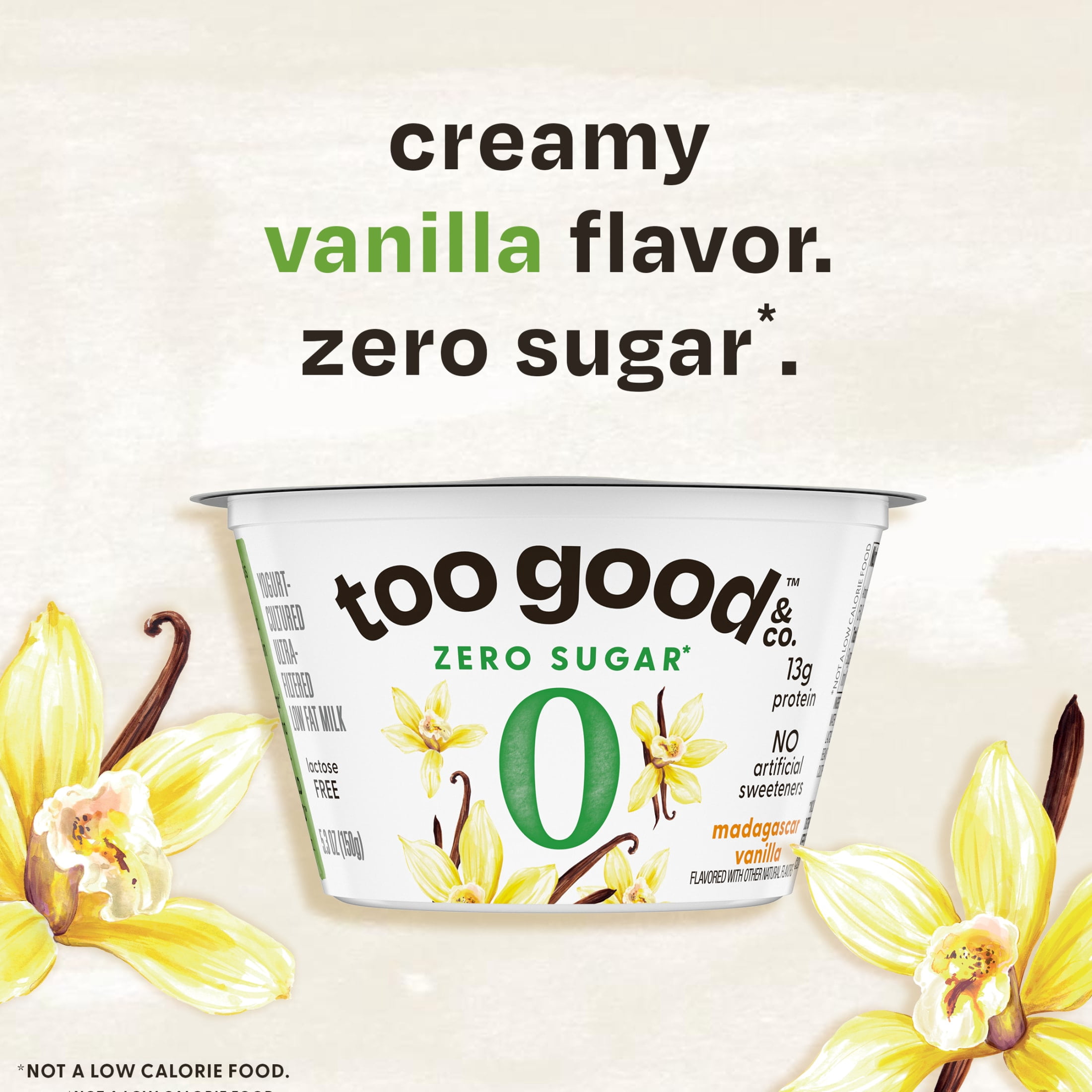 Too Good & Co. Zero Sugar Vanilla Yogurt-Cultured Ultra-Filtered Low Fat Milk Product Cup, 5.3 OZ