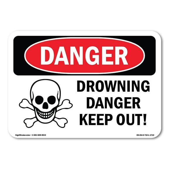 SignMission OS-DS-A-1218-L-1712 12 x 18 in. OSHA Danger Sign - Drowning Danger Keep Out