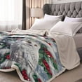 thumbnail image 2 of Christmas Sherpa Blanket Owl Sherpa Throw Blanket Soft Cozy Fuzzy Animal Berry Branch Snow Fleece Flannel Plush Blankets Warm Throw Blankets for Couch Sofa Bed Gray Blue Scarlet White 40\, 2 of 6