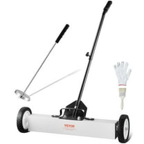 VEVOR 24-Inch Magnetic Sweeper with Wheels, 50 lbs Capacity, with Telescoping Magnetic Pickup Tool, Adjustable Handle, Magnetic Pickup Sweeper to Pick Up Nails and Screws, for Workshop, Garage, Yard
