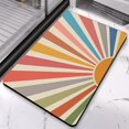 thumbnail image 2 of Cute Semi-Round Bath Mat with Bohemian Retro Sun Print: Non-Slip, Machine Washable, Small Carpet for Home, 20x32 inch, 2 of 5