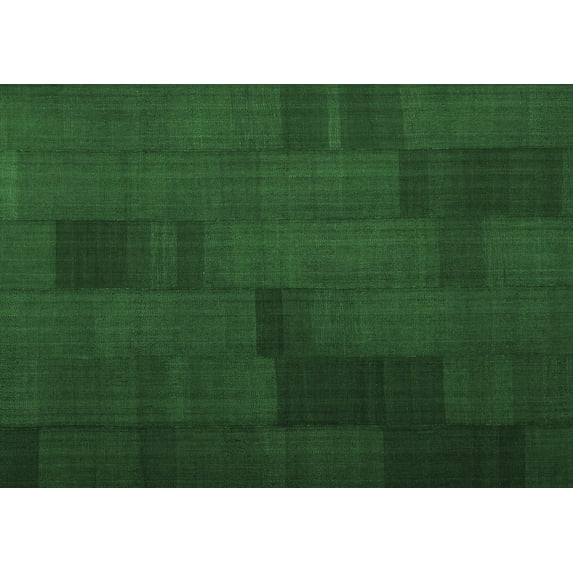 Ahgly Company Indoor Rectangle Abstract Emerald Green Contemporary Area Rugs, 5' x 7'