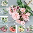 thumbnail image 3 of Mightlink Artificial Mixed Flower Realistic Pan Weaving Tea Rose Chrysanthemum Silk Fake Bouquet for Wedding, 3 of 7