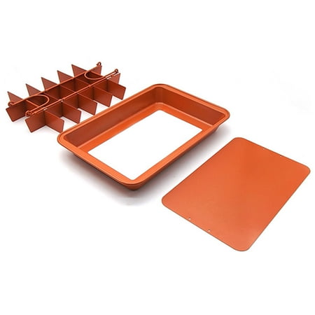 

tooloflife Baking Pan with Divider 18 Compartment Mold Baking Tray with Cutter Built in Slicer Brown