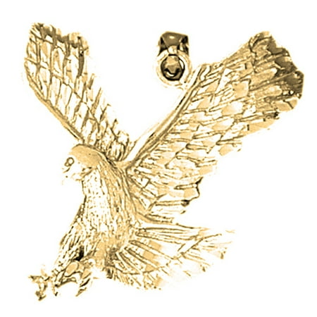 18K Yellow Gold Eagle Pendant - 29 mm