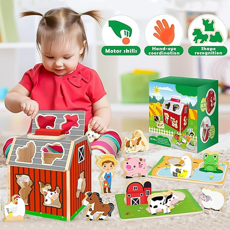 Montessori Toys for 1 Year Old Wooden Farm Animals Toy for Toddlers 1 3 Learning Educational Toys for 1 2 3 Year Old Boys Girls