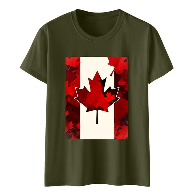Pisexur Hauts pour Femmes Tendance, Hauts pour Femmes, Blouses pour Femmes Habillées Décontractées Femmes Imprimé Manches Courtes Haut à Manches Courtes Col Rond Chemise Vert Armée,m