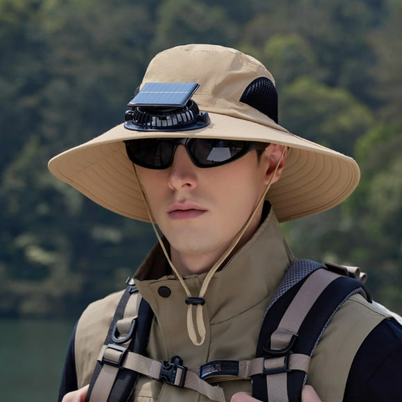 HLONK Solar Fan Bucket Hat For Men Women Wide Brim Sun Outdoor Summer Hiking Fishing Beach Travel Shield