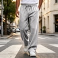 thumbnail image 6 of Leidass Baggy Sweatpants Straight Leg Open Bottom Sweatpants with Pockets Loose Fit Elastic Waist Sweat Pants Light Gray S, 6 of 8