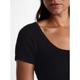 thumbnail image 5 of Time and Tru Women's Ribbed Scoop Neck Tee with Short Sleeves, Sizes XS-XXXL, 5 of 6