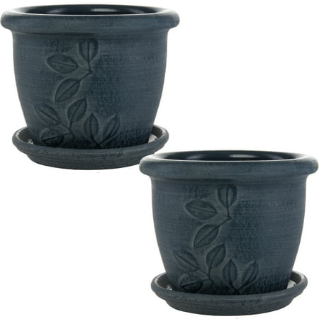 fossil pennington trays planter saucers pots ceramic leaves pack
