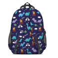 thumbnail image 3 of Dark Blue Dinosaur Volcano Pattern Cute School Backpack Bag with Padded Back and Adjustable Shoulder Straps 16.9 X 12.6 X 5.9 Inches, 3 of 5