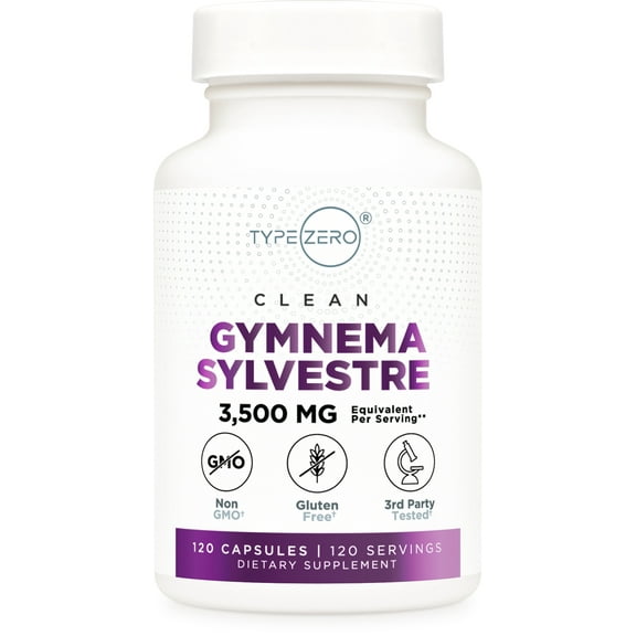 Type Zero Clean Gymnema Sylvestre Capsules (120 Count) 3,500 MG Equivalent Per Serving - Non-GMO, Gluten Free