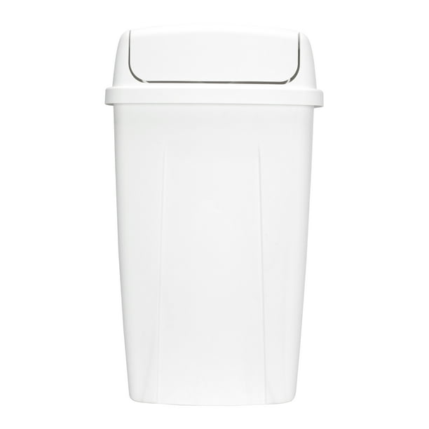 Mainstays 13 gal Plastic Swing Top Lid Kitchen Trash Can, White